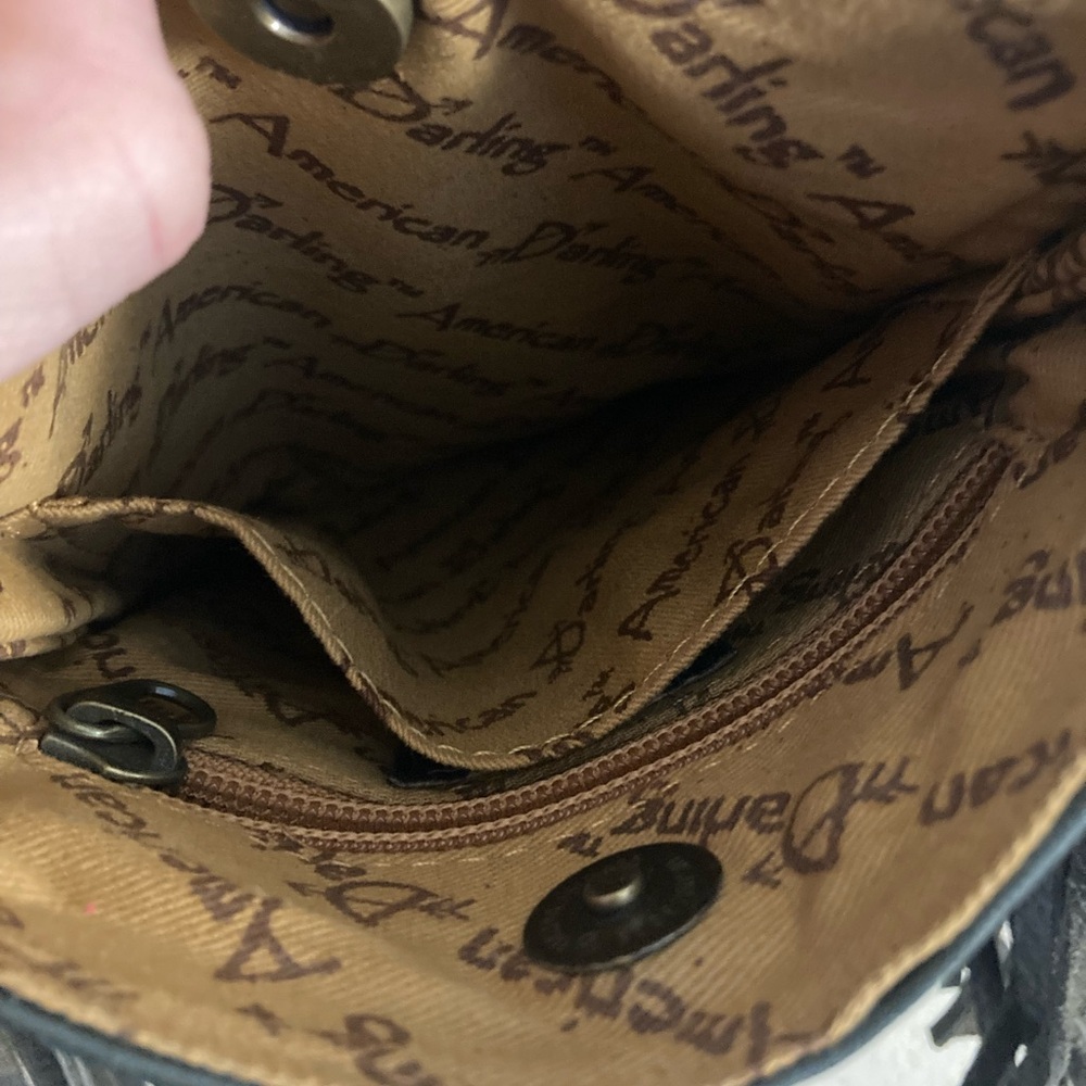 Stylish Black and White Fringe Crossbody Bag - Picture 5 of 8